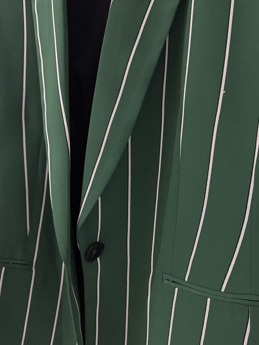 Дамско сако – зелено с бели райета