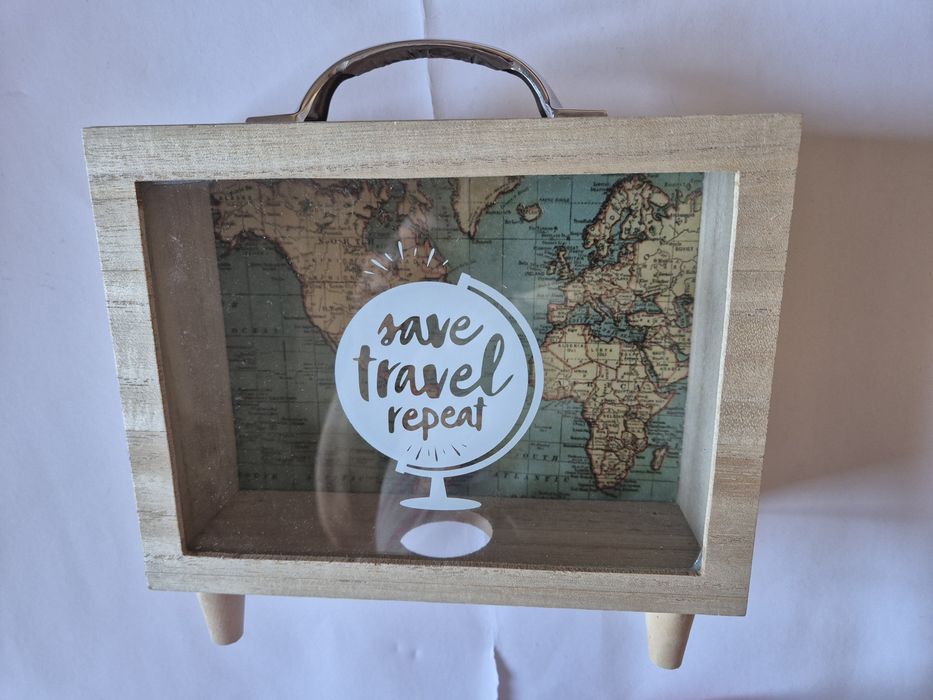Pusculita valiza Save travel repeat Map 21x21x7 cm