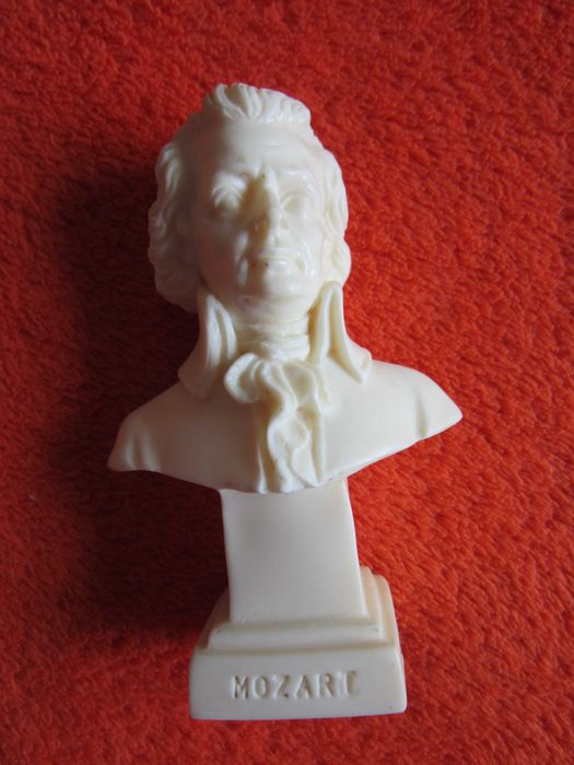 rar Ruggeri Italia 1950 Mozart Mid-Century alabaster bust mic 10,5x7cm