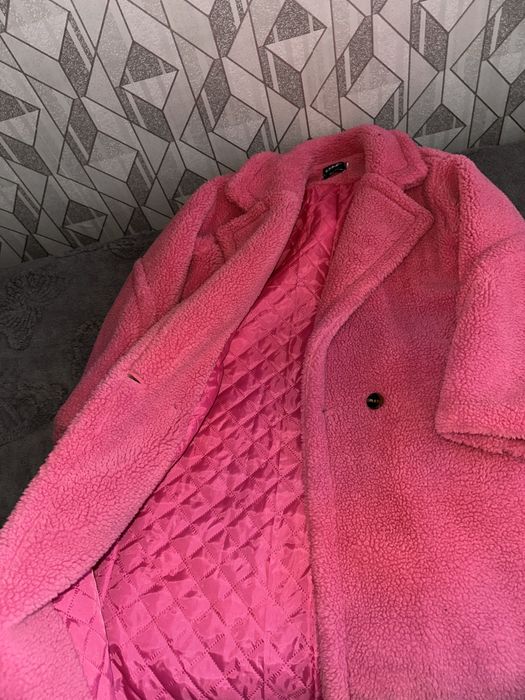 Шуба тедди, розовая