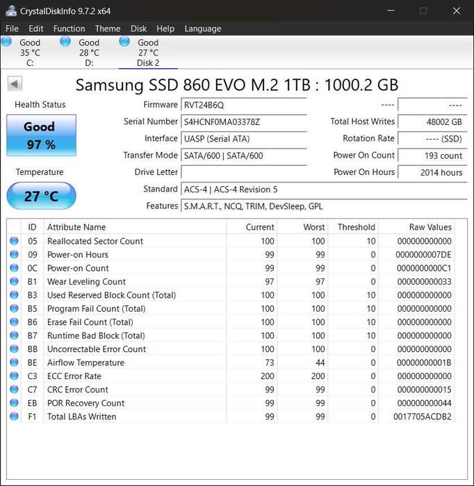 SSD 1TB Samsung 860 EVO M.2 2280 SATA3 6Gbps