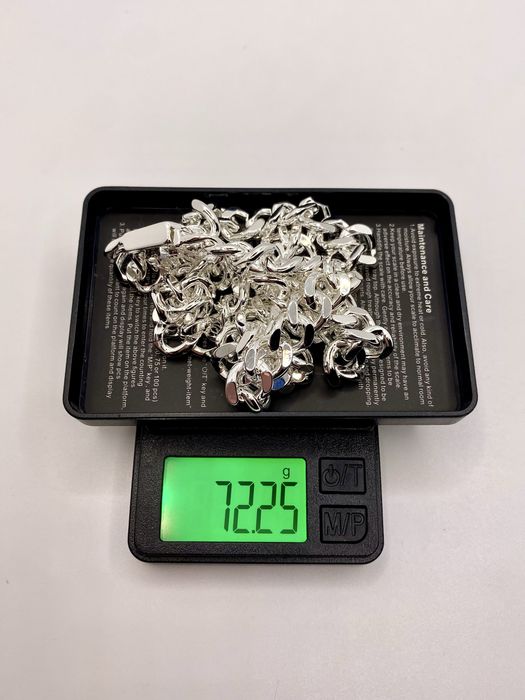 Lant Cuban din argint solid 925, Rodinat, 50cm, 72grame