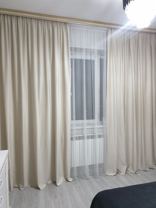 Портьеры бежевые  h=2,8 м