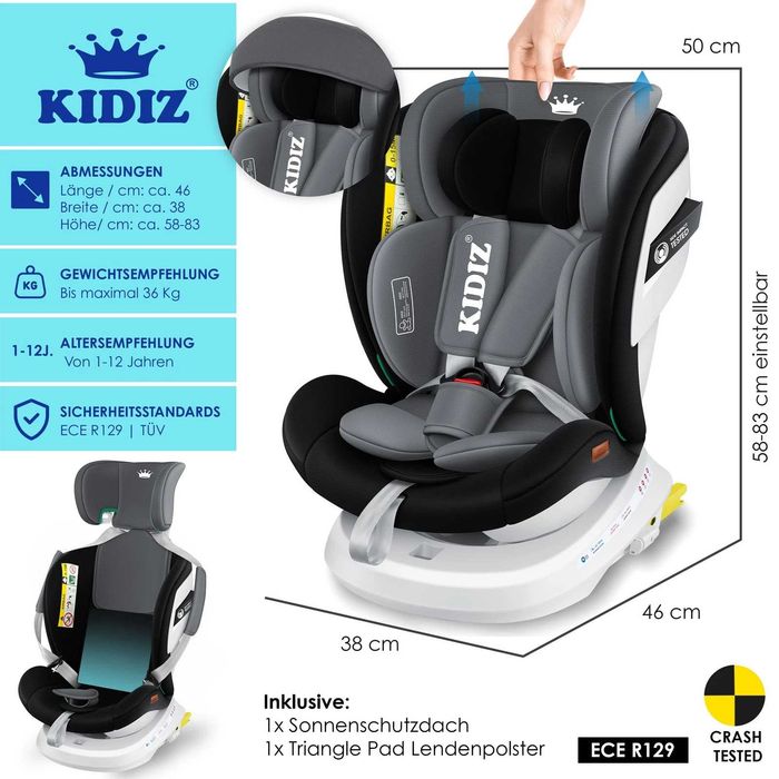 Детско столче за кола с ISOFIX, завъртащо се на 360°