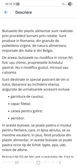 Butoi plastic alimentar 450 l