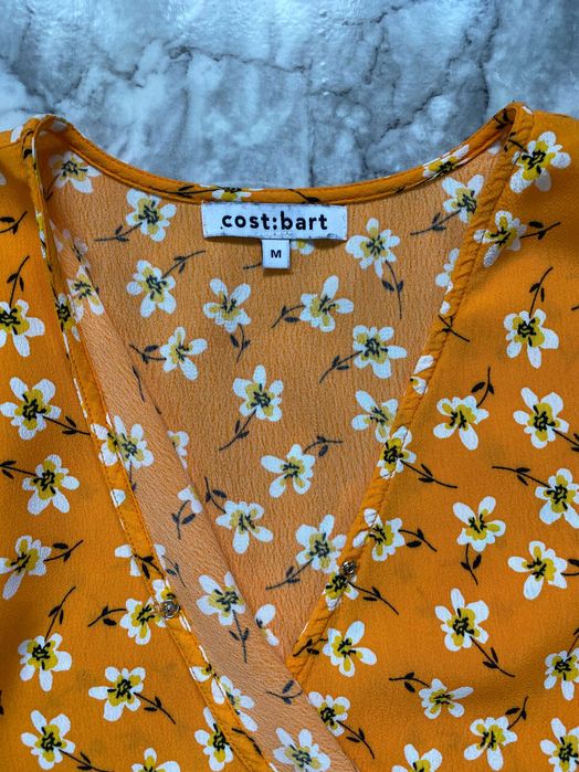 Bluză top Cost:Bart, galben floral, mânecă lungă, mărime M