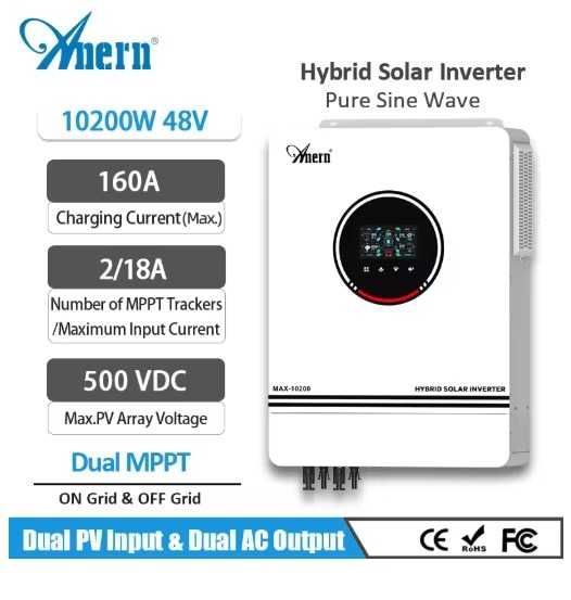 Invertor Hibrid ON-OFF-Grid WiFi marca ANERN 10.2kW 2 x MPPT