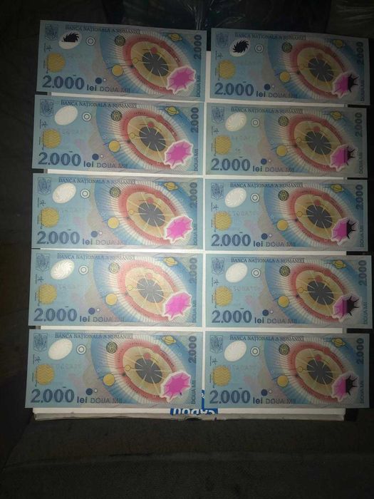 Bancnote 2000 lei , 5000 lei si 1000 lei; bancnota 10 bani