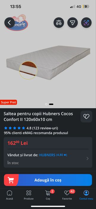 Patut bebe, alb, lemn