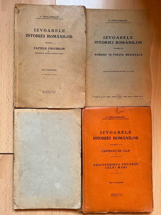Izvoarele Istoriei Romanilor vol I-XIV lipsesc IIsiXIII-G.Popa LIssean