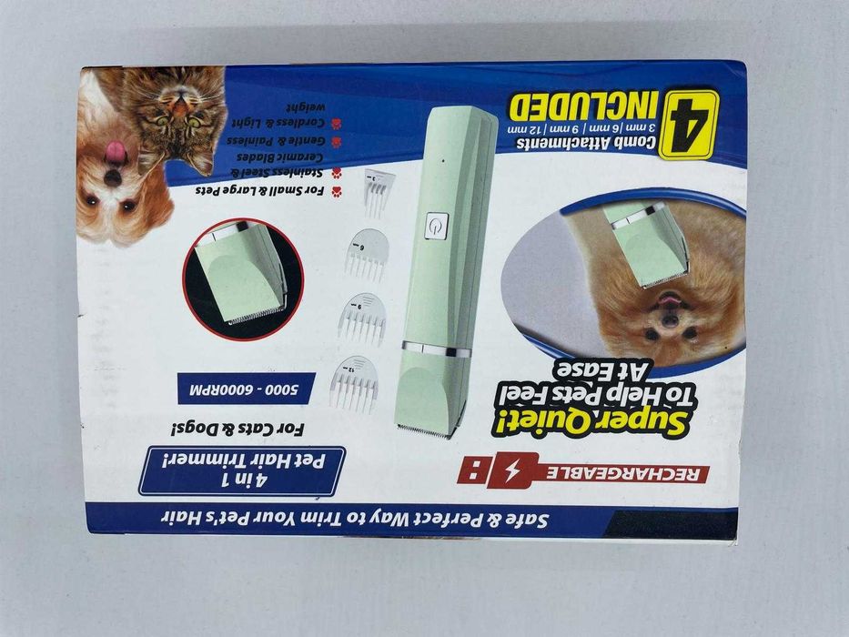 Masina de tuns silentioasa 4 in 1 pt animale de companie, alb, Hoofun
