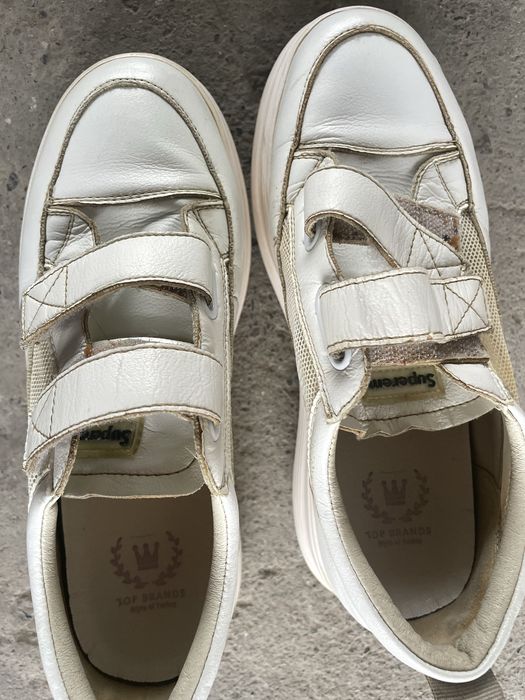 Кроссовки кожанные, белые