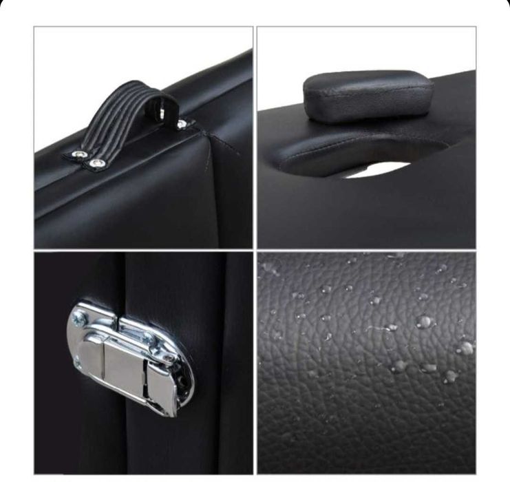 трисекторна козметична масажна кушетка алуминиева черна масажно легло