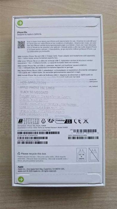 iPhone 16E 128 GB black - nou, sigilat in cutie