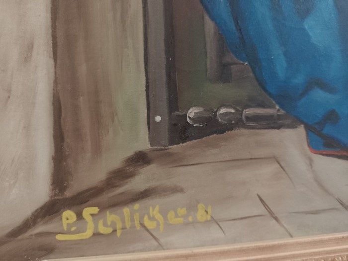 Deosebit tablou interior cu personaje,lucrare semnata de o foarte bună