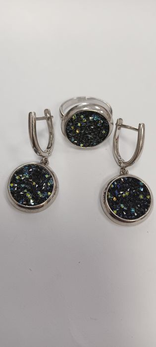 Набор из серебра: серьги, кольцо