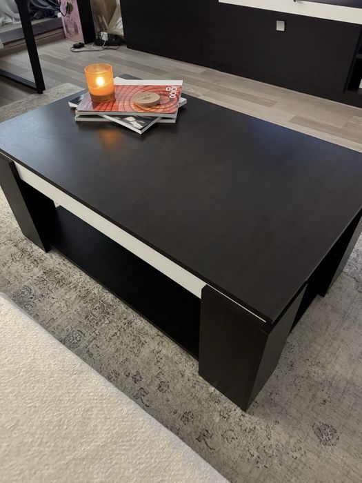 Măsută de cafea modernă maro cu alb - 100x60x42 cm