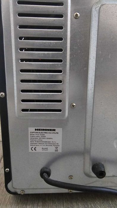 Cuptor electric cu 2 plite, Heinner, HCE-452BK, 3200W
