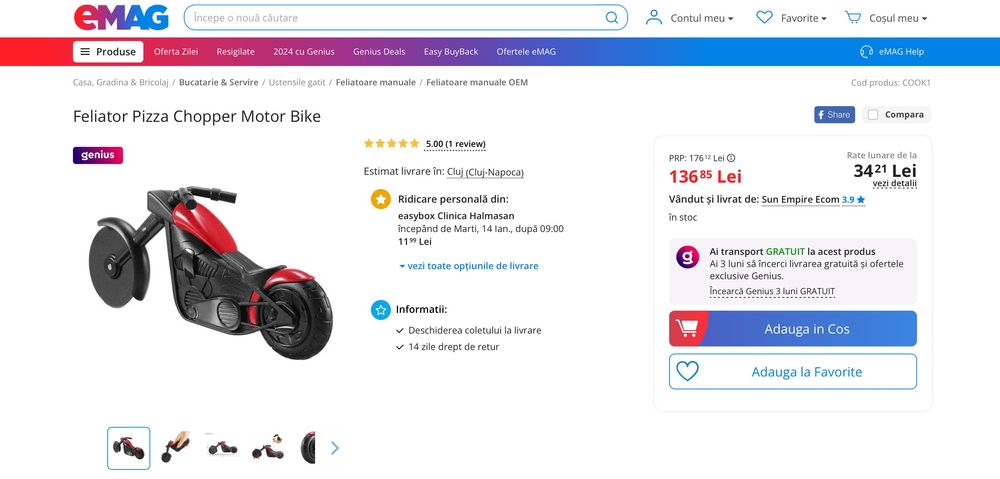 Feliator Pizza Chopper Motor Bike Inox