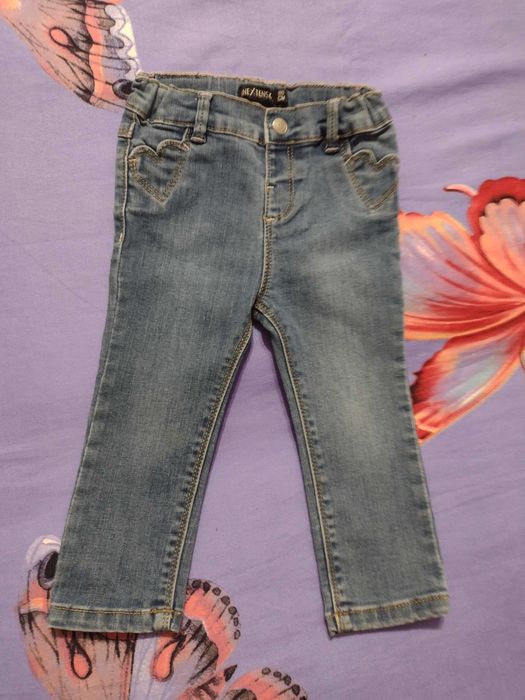 Set bluzita eleganta cu floricele si blugi fetita, mas. 80, 9-12 luni