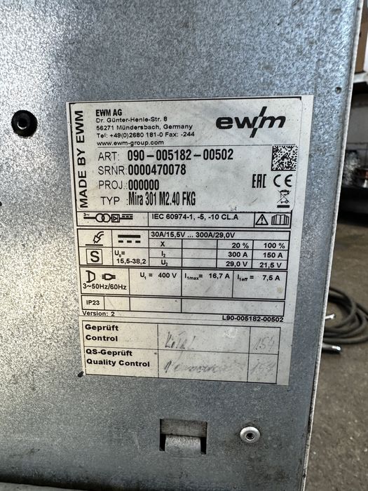 Aparat de sudura mig EWM 300 sinergyc