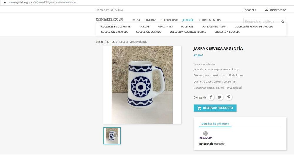 Cana din ceramica marca Sargadelos pictata manual