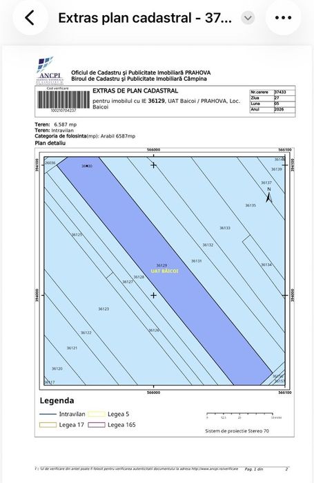 Teren intravilan de vânzare – Băicoi, Prahova – 6.587 mp – 11€/mp