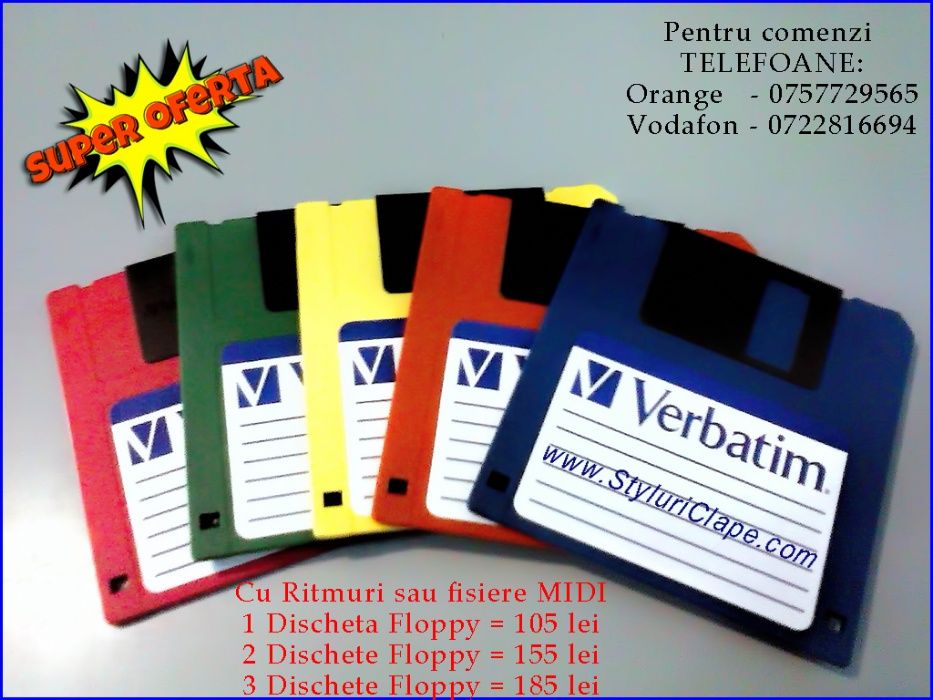 Dischete Floppy cu ritmuri pentru orga - KORG, Yamaha, Roland, Casio