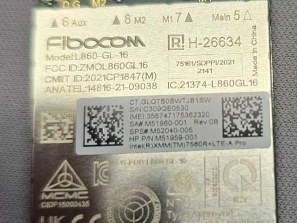 Modul Card 4G (5G) HP Elitebook Fibocom L860 Intel XMM 7560R Lte A Pro