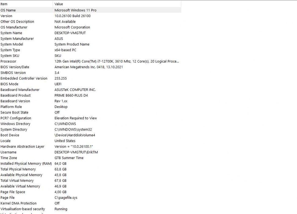 Calculator PC desktop gaming  i7-12700K GeForce RTX3060 ultra 64gb RAM