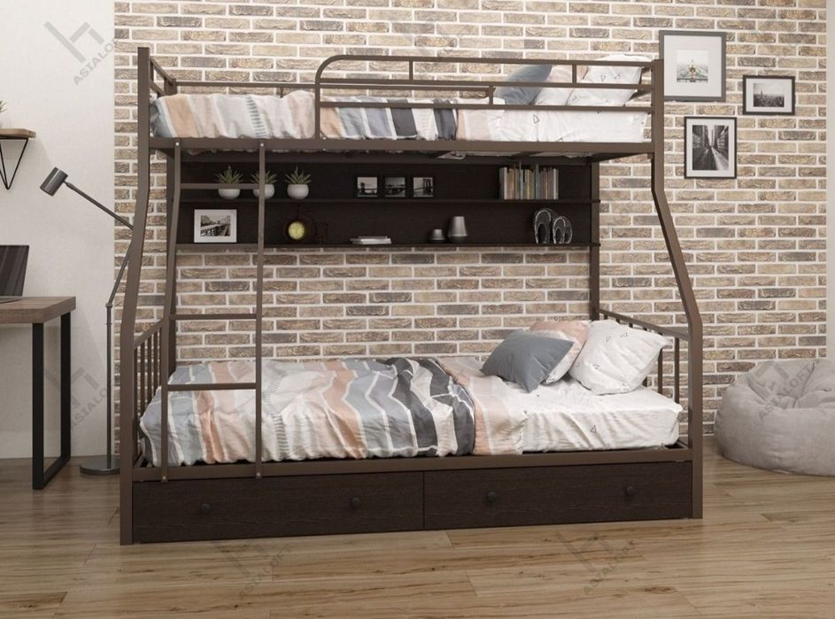 Двухъярусная металлическая кровать, МЕГА АКЦИЯ, Лофт Стиле, Бесплатная