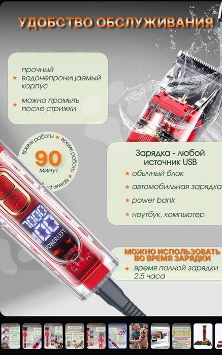Мощная зоо-машинка, LED-экран, для быстрой стрижки любых собак/кошек!