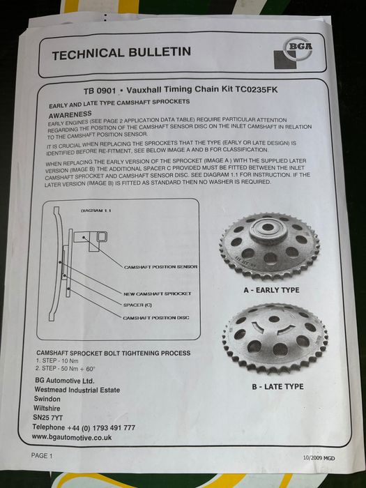 НОВ Комплект ангренажна верига BGA TC0235FK (OE 5636394) за Opel / Suzuki Ангренажна верига