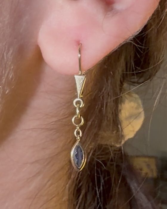Cercei Aur 14K Safir Natural + CERTIFICAT GEMOLOGIC