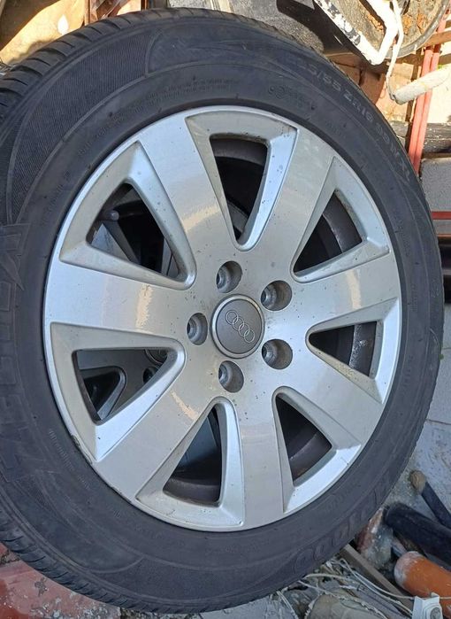 Set 4 jante originale Audi R16 5x112 cu anvelope vara 225/55r16 99W XL