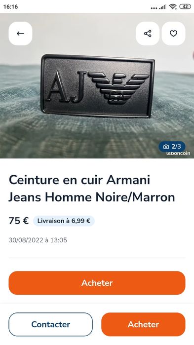 Armani Jeans , оригинален , мъжки колан от Италия.