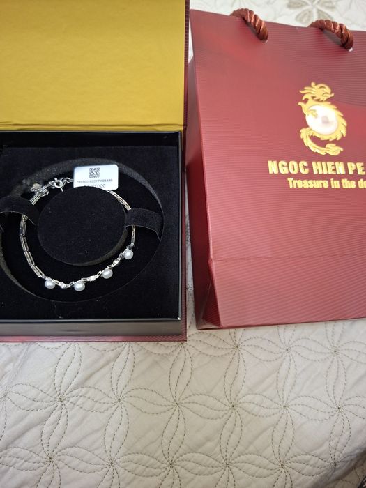 Kumush xaqiqiy jemchugli braslet