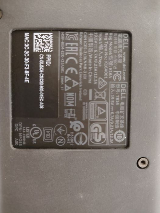 Докинг станция Dell Thunderbolt Dock TB16 K16A (4К, 5К)