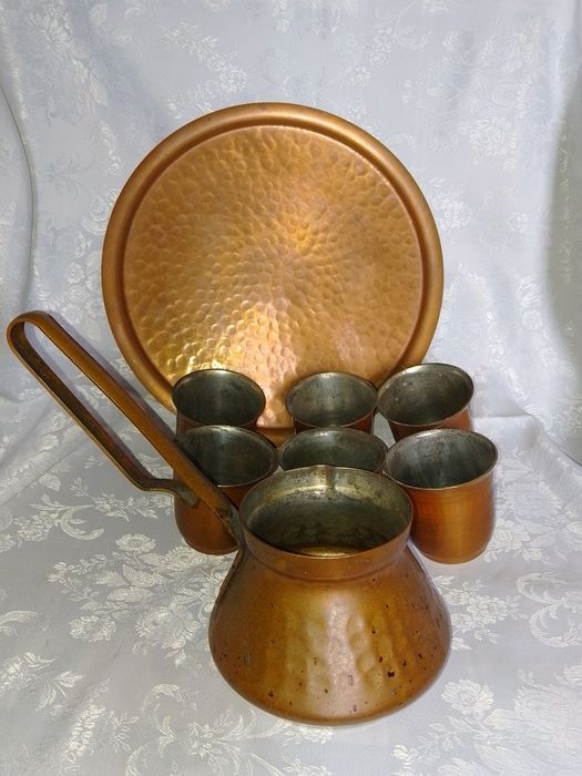 Стар Меден Сервиз за - Кафе , Вино, Ракия - 8 части