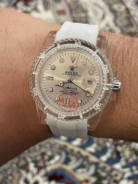 Rolex прозрачный корпус ремешок силикон гипоаллергенный