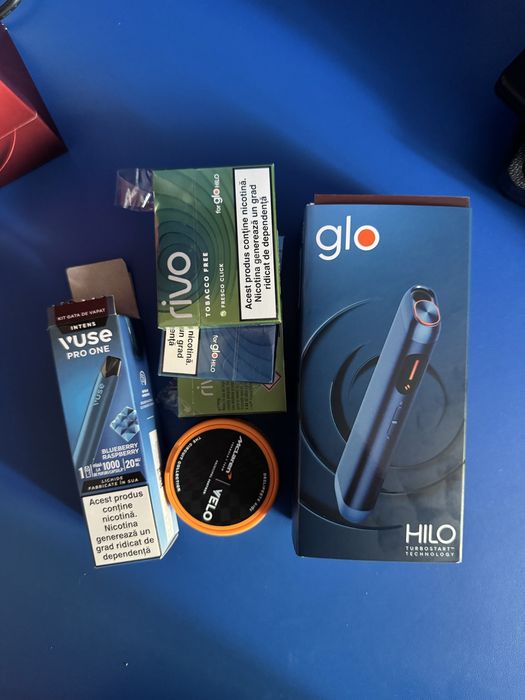 PACHET GLO HILO - aparat (albastru) + 3 pachete + vuse pro one + velo