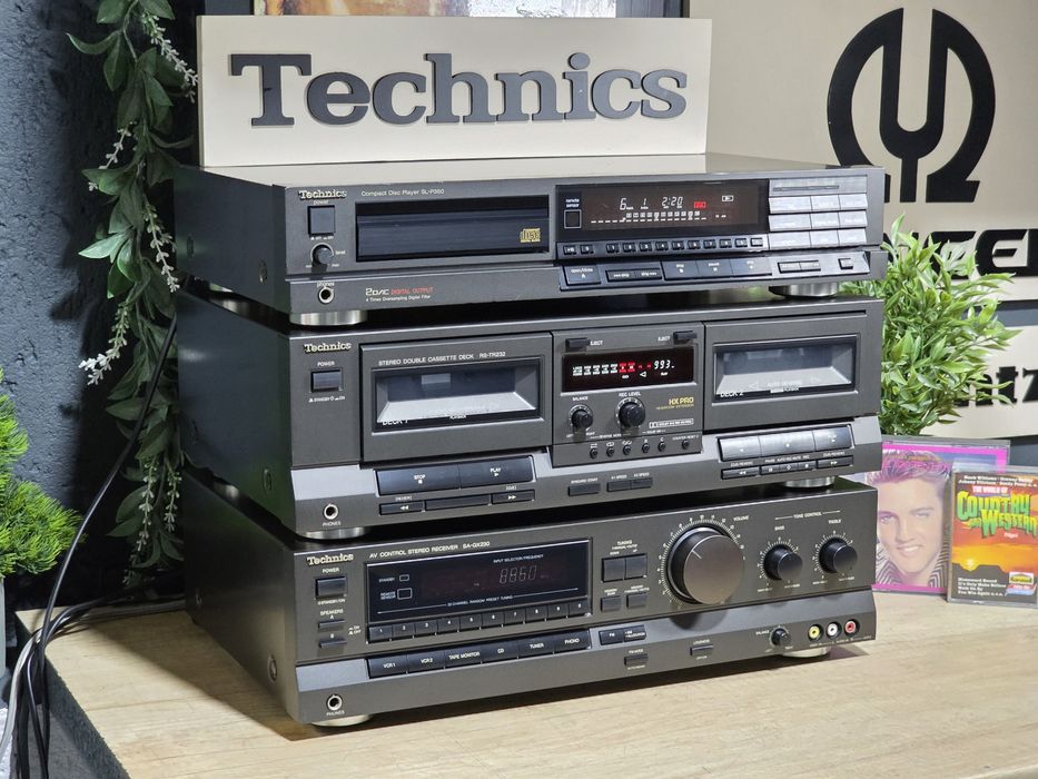 Sistem audio TECHNICS, receiver sa-gx230, dublu deck rs-tr232, cd-player sl-p350, hifi stereo , servisate
