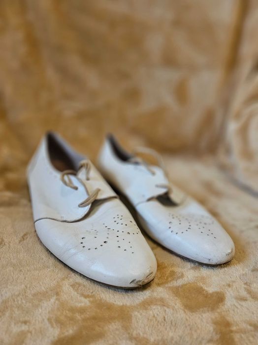 Balerini pantofi dama eleganti piele moale perforata Taupage 38