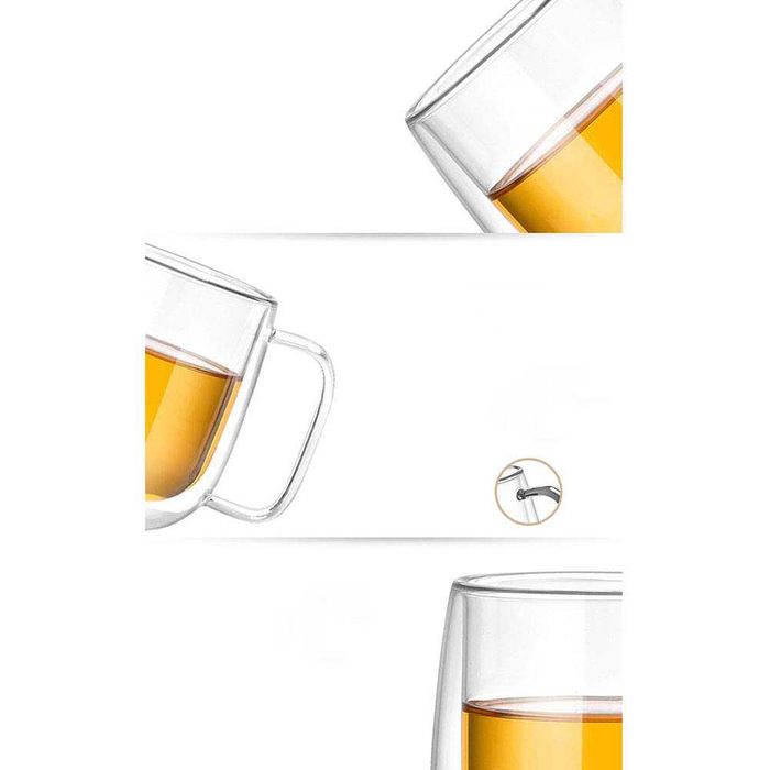 Термоустойчиви чаши с дръжка двойно дъно за кафе, чай, капучино 250 мл