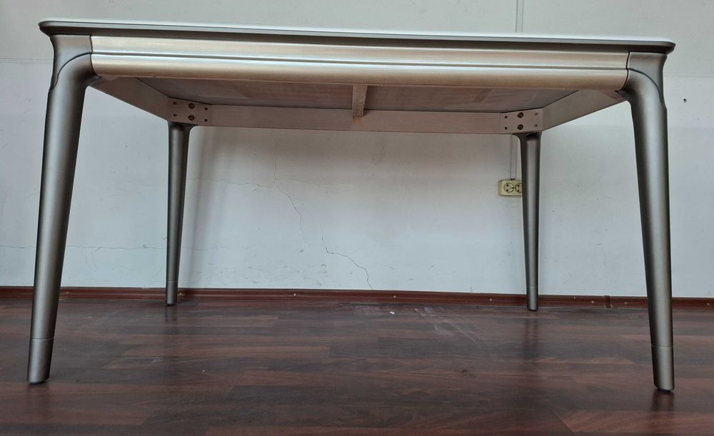 Masa MARMURA Alba insertie gri in valuri 130x80