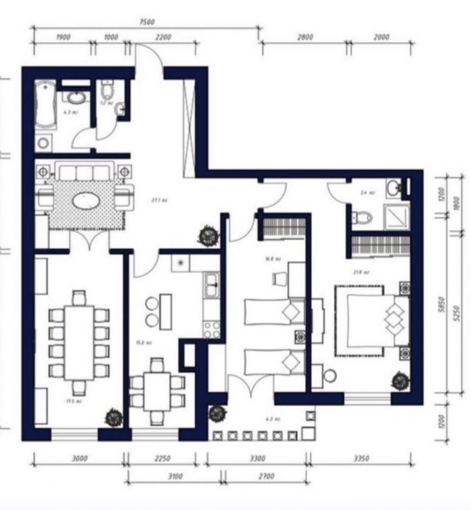 ЖК OqSaroy UrBanstroy 6-комнатная 217м2 1-этаж КОРОБКА кадастр есть: 150  000 у.е. - Продажа Ташкент на Olx