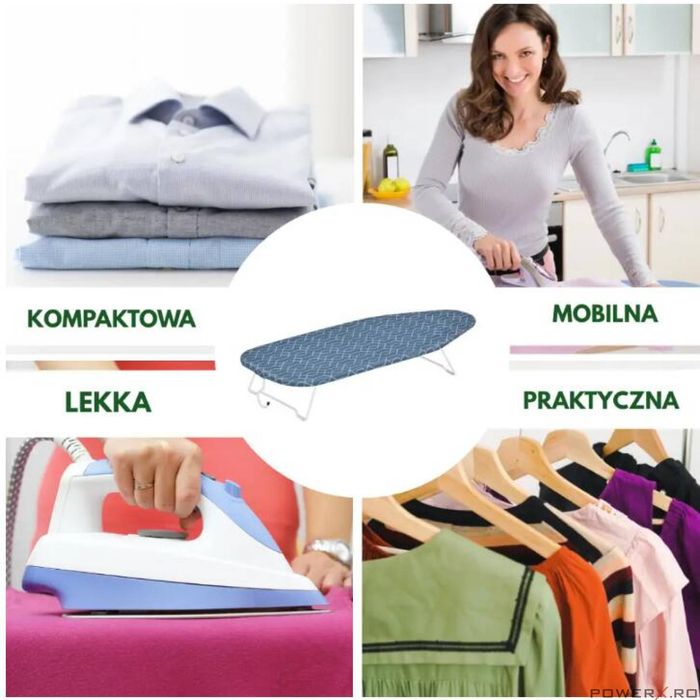 Masa de calcat mini, albastru, Kinghoff