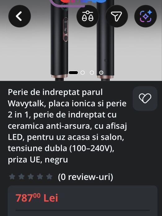 Perie de indreptat parul Wavytalk, placa ionica si perie 2 in 1, perie de indreptat cu ceramica anti-arsura, cu afisaj LED, pentru uz acasa si salon.