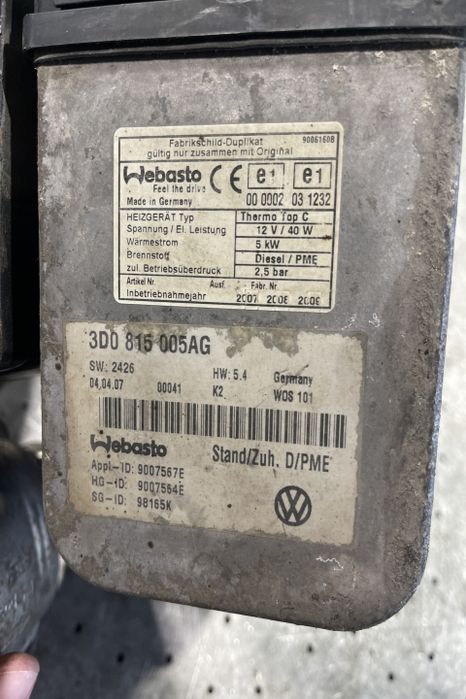 Webasto 3D0 815 005AG Volkswagen VW Phaeton prima generatie (facelift