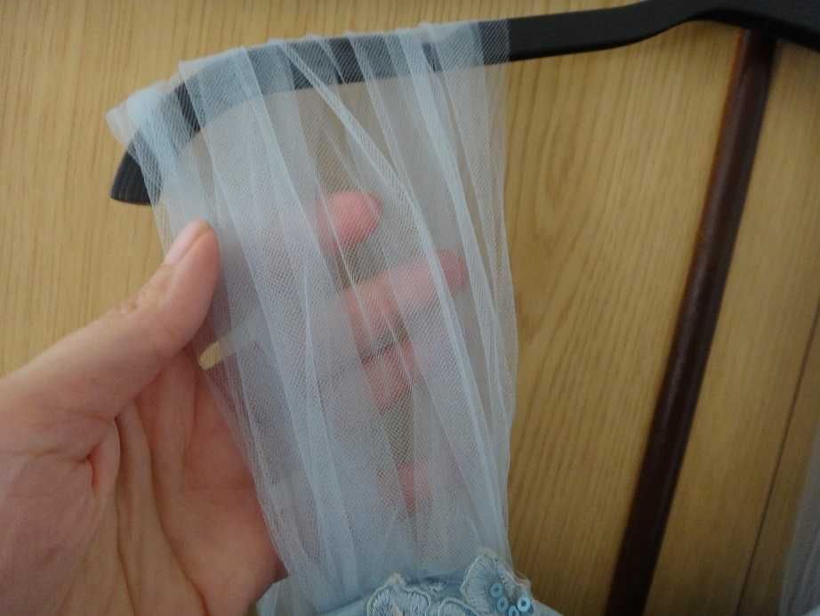 Светло синя официална/абитуриентска рокля за повод - кръщенка, в синьо